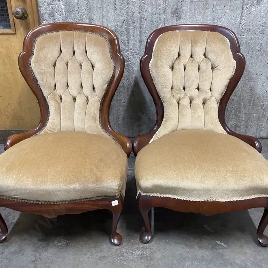 Pair Reproduction Victorian Style Nursing Chairs