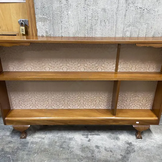 Mahogany Wall Mounted Bookcase with Pair of Ball and Claw Feet