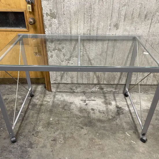 Modern Glass Top Computer Table