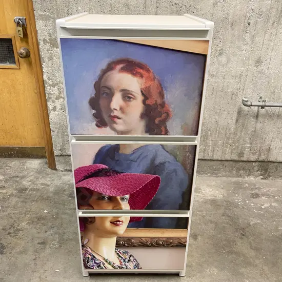 Modern Three Drawer Filing Cabinet with Printed Front