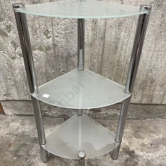 Chrome & Frosted Glass Corner Shelf