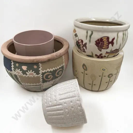 Six Assorted Plant Pots