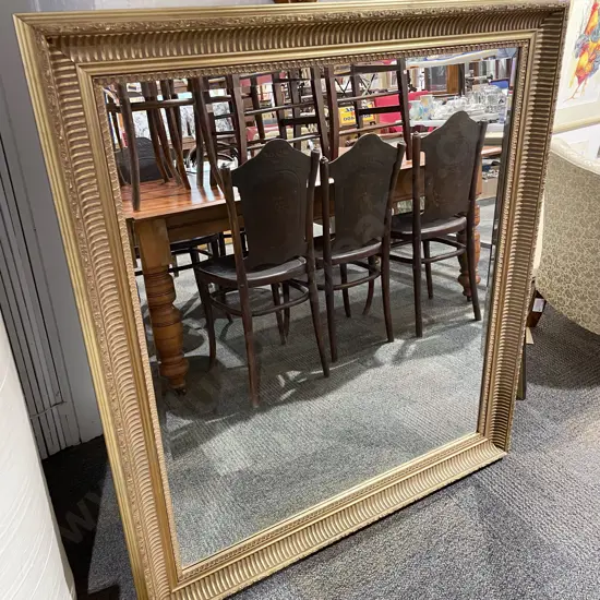 Large Gilt Framed Bevelled Overmantle Mirror