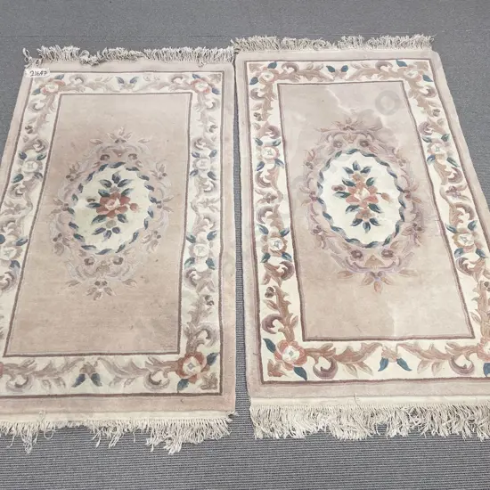 Pair of Chinese Floor Rugs with Allover Floral Motif