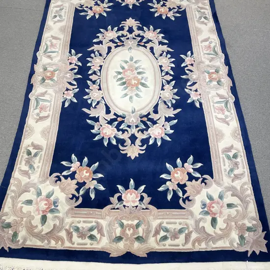 Chinese Floor Rug with Allover Floral Motif