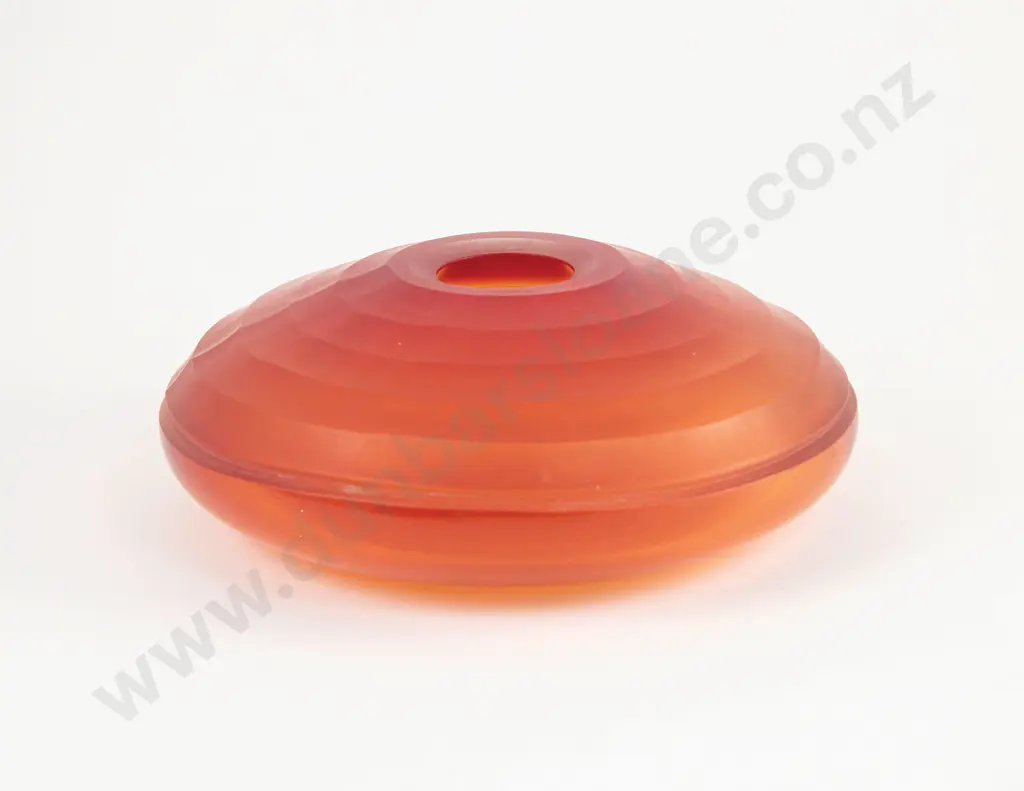 Mark Rolinson Carved Glass Disc Vase Image 1++