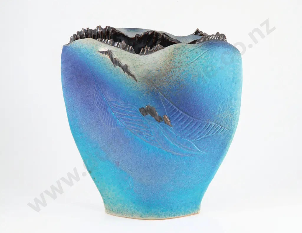 Large Margaret Mouat-Carver Flattened Tapering Form Vase Image 1++