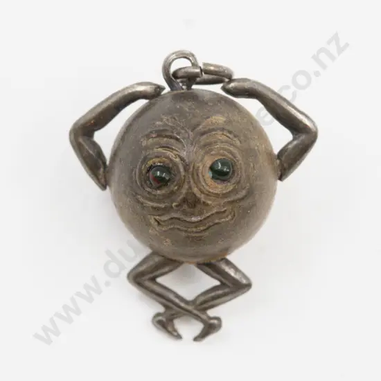 WW1 Tommy Touch Wud Fumsup Silver and Wooden Bead Lucky Charm Pendant
