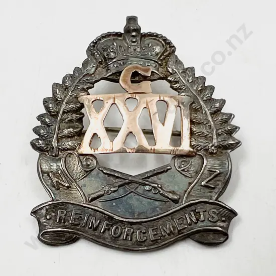 WWI 26th Reinforcements Silver and Gold Sweetheart Brooch