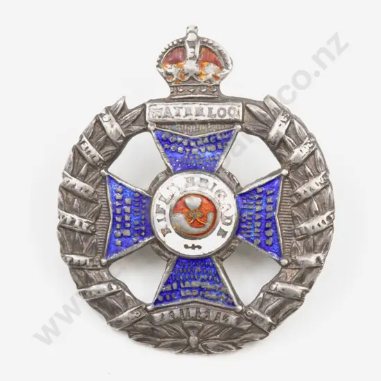 WWI Kings Crown Rifle Brigade Silver and Enamel Sweetheart Brooch