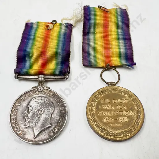 WWI Two Medal Group Service Medal and Victory Medal 1914-19