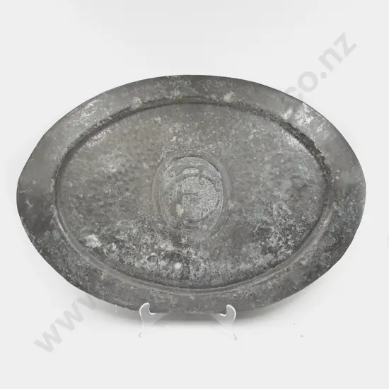 Large Pewter Tray Initials of Ernest Cobb