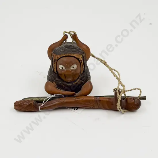 Antique Japanese Smoking Set of Tonkotsu and Kiseruzutsu with Kiseru