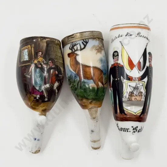 Three WWI-Period German China Smoking Pipe Bowls