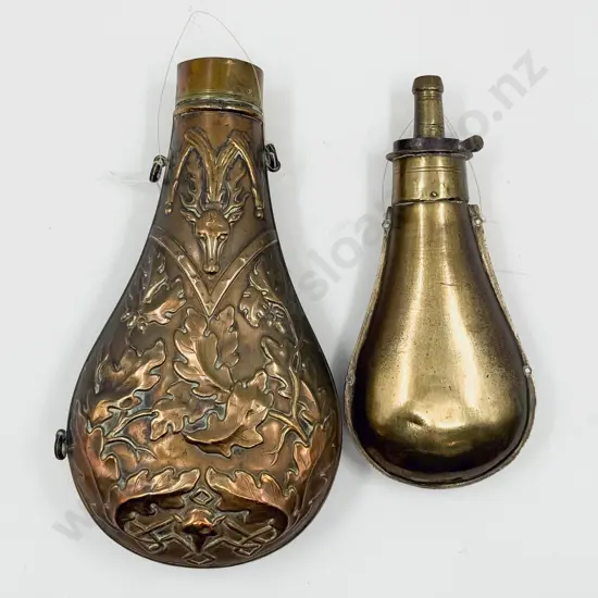 Antique Hawksley Copper and Brass Powder Flask