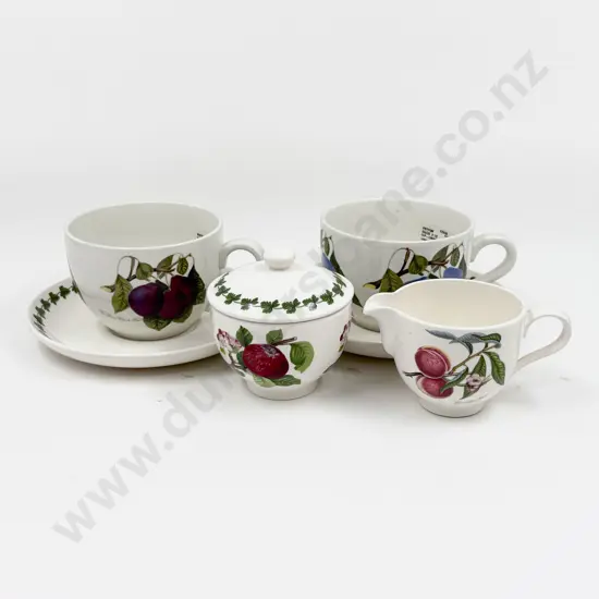 Two Portmeirion Breakfast Mugs and Saucers and two others