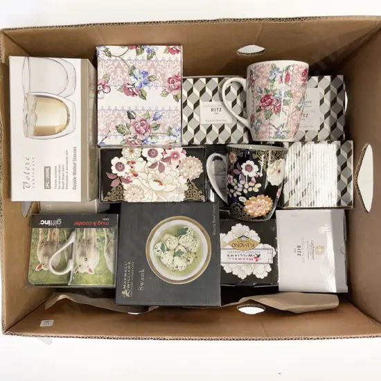 Qty of Assorted Including As New Mugs  Etc