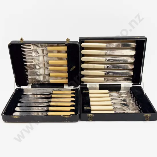 Two Boxed Bone Handled Cutlery Sets
