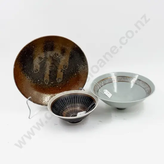 Linda Forrest Bowl together with Two Other Pottery Bowls