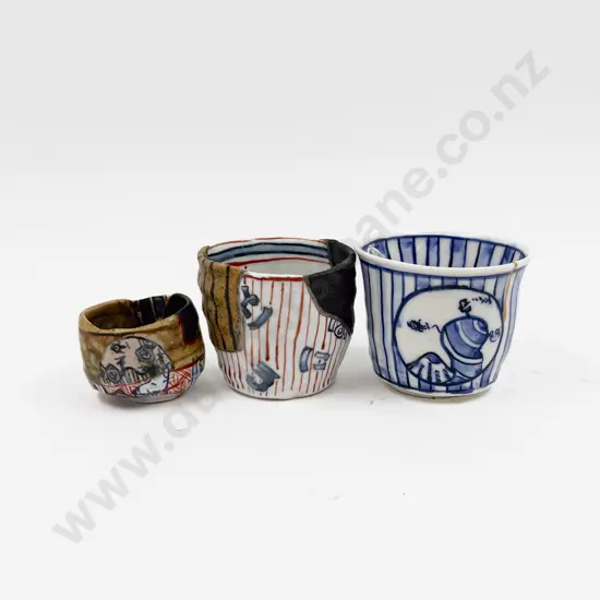 Three Assorted Aaron Scythe Tea Bowls