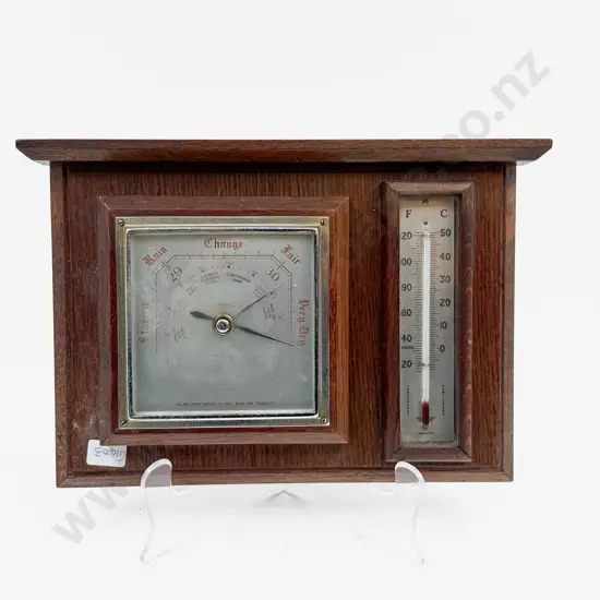 Vintage Oak  Cased Wall Barometer/Thermometer