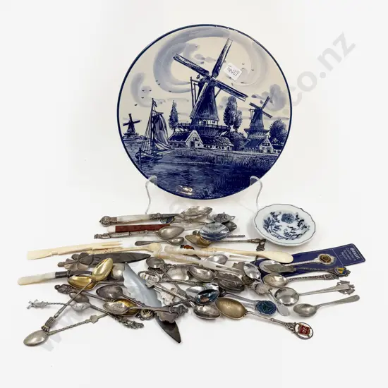 Quantity of Assorted Cutlery and Delft Plate
