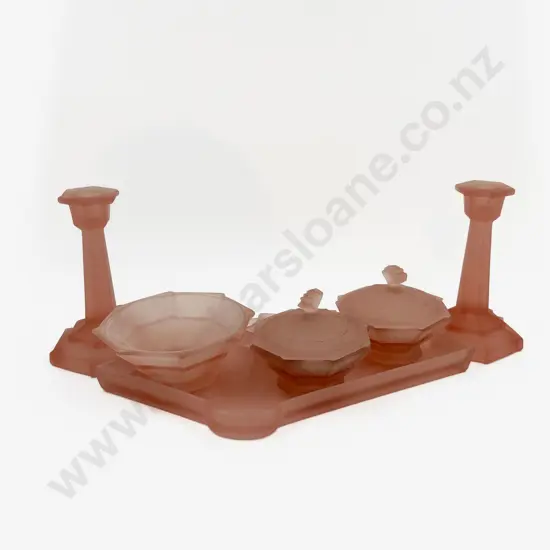 Pair of Pressed Glass Candlesticks and Assorted