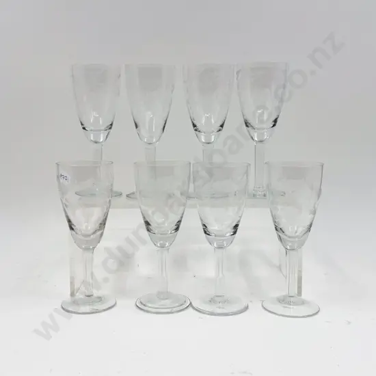 Set of Eight Etched Glasses