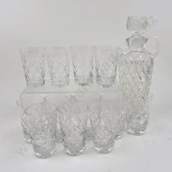 Glass Ewer and Twelve Crystal Glasses