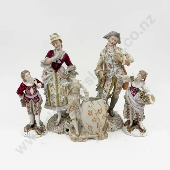 Two Pairs Of C19th Figures & German Figural Spill Vase