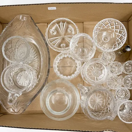 Box of Assorted Crystal and Glassware