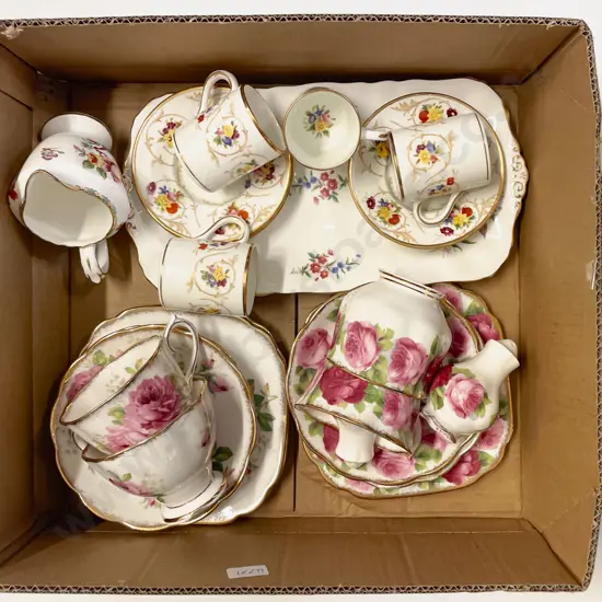 Box Quantity of Assorted Tea China including Royal Albert