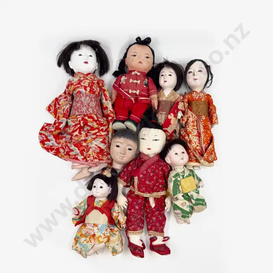 Vintage Various Asian Composition and Cloth Dolls (8)