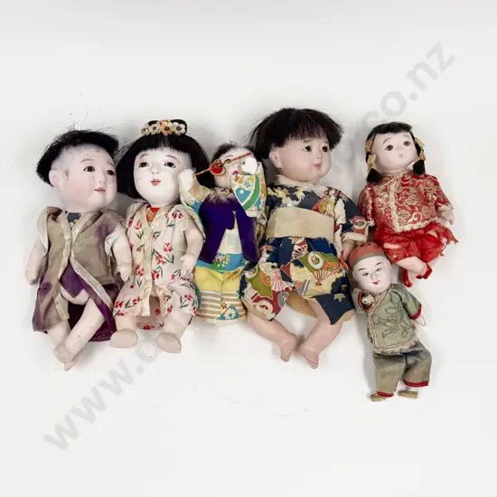 Vintage Various Asian Composition and Cloth Dolls (6)