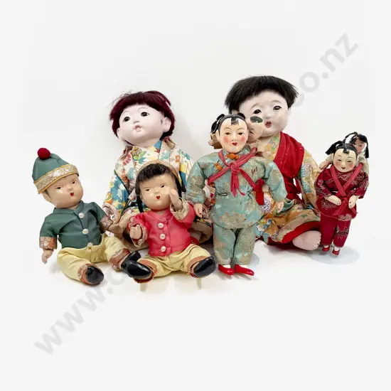 Vintage Asian Composition and Cloth Dolls (6)