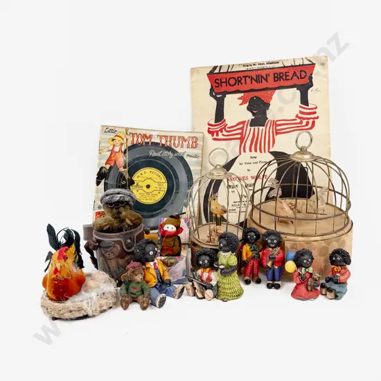 Two Musical Bird Cages with Various Ornaments and Assorted