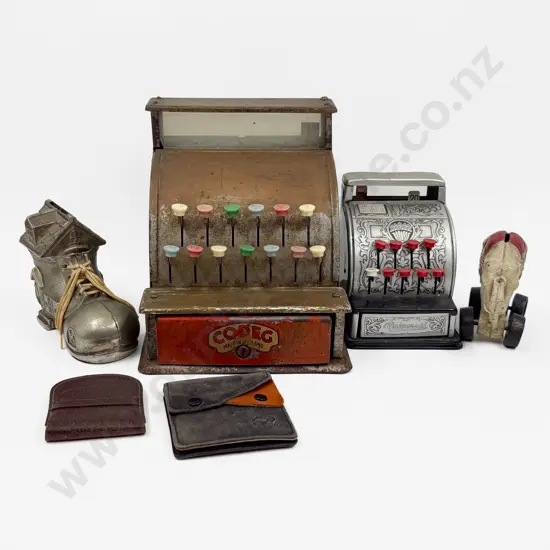 Two Toy Cash Registers and Two Money Boxes