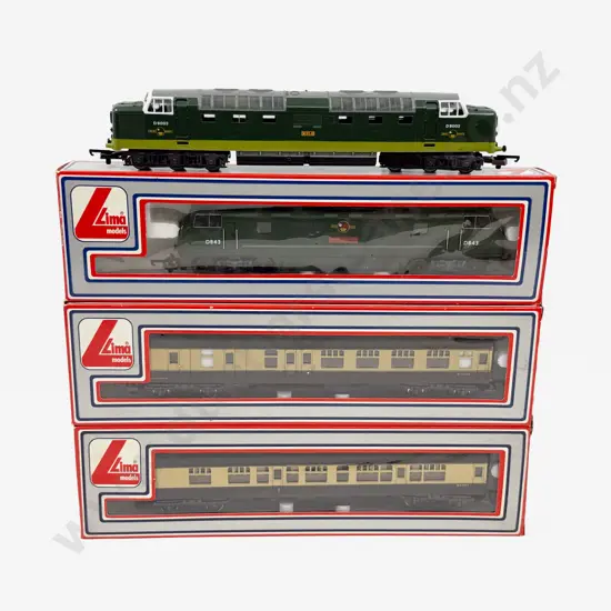 HO Gauge Lima Co-Co Meld BoBo Sharpshooter Locos and two passenger coaches