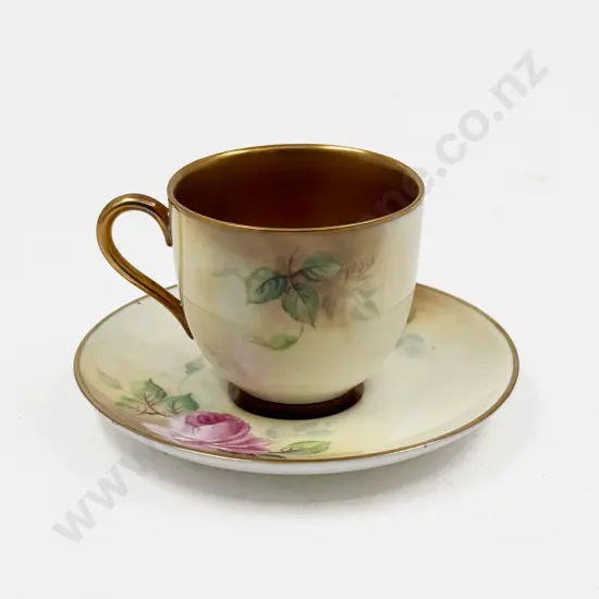 Small Royal Worcester Hand Painted Cabinet Cup and Saucer