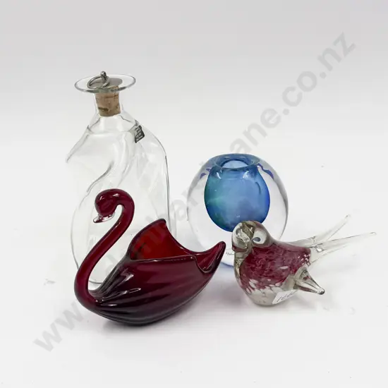 Hoglund Art Glass Vase and Decanter and Two Others