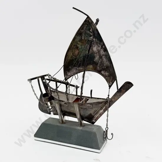 .925 Silver Model of Egyptian Nile Dhow 16cm length