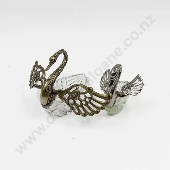 Two S/P and Glass Swan DIshes