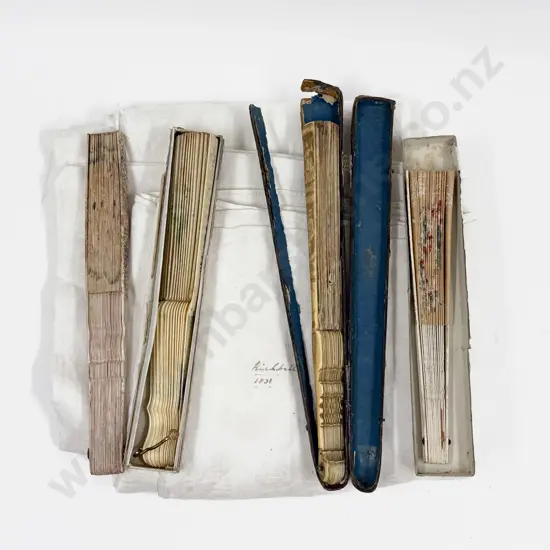 Four Decorative Fans with Vintage Linen Table Cover