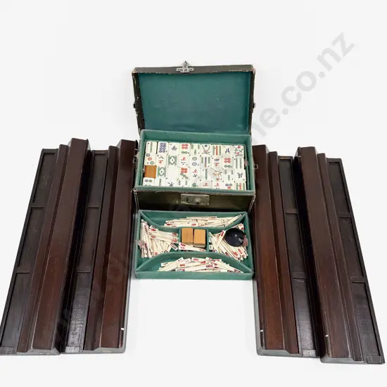 Cased Mahjong Set together with Tile Holders