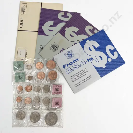 NZ 1967 Pounds to Decimal 7 Coin Packs x 8 (four only covers)