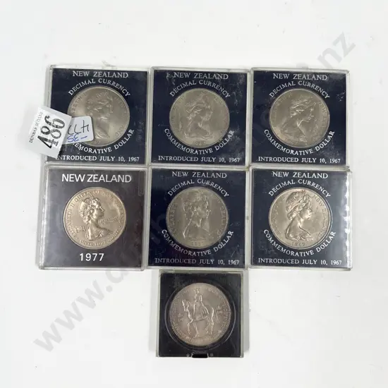 NZ Six Unc Commemorative $1 and UK QEII Five Shilling