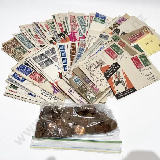 NZ Vintage FDCs and Small Qty of Copper Coinage