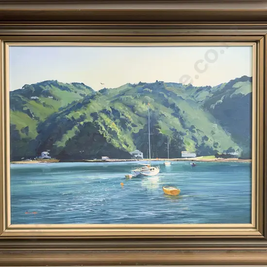 Colin C Wynn - Calm Morning Lowry Bay - Oil on board