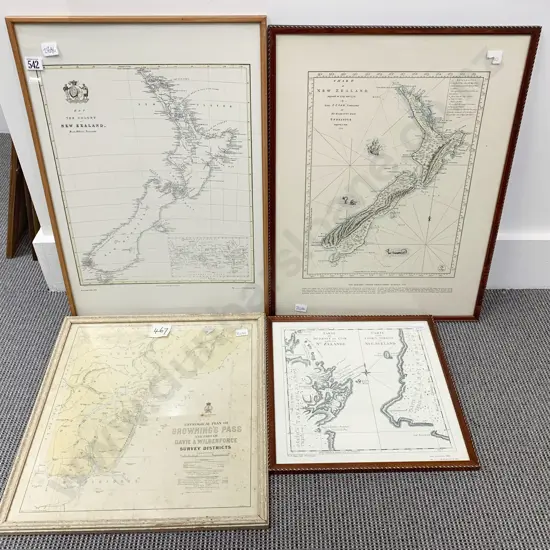 Four Assorted Framed NZ Maps