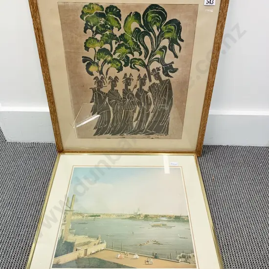 Figural Artwork on Fabric together with Print